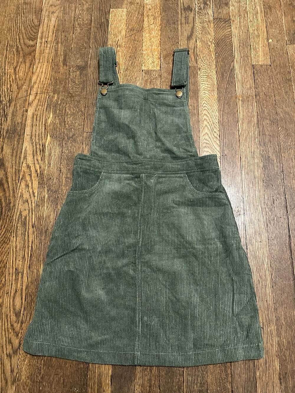 Fashion on Earth Green Corduroy Overall Bibs Mini Dress M